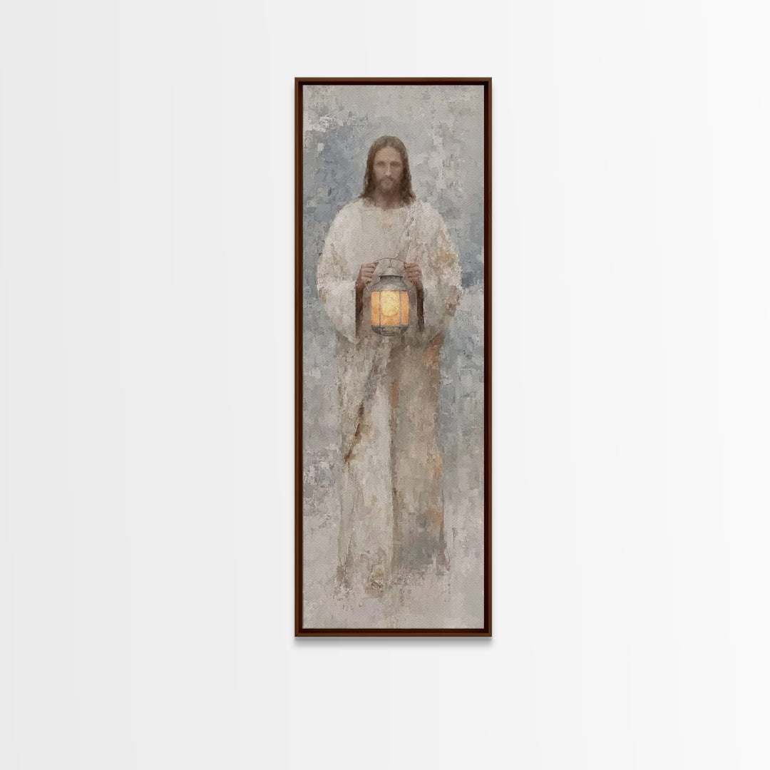 Calm Midnight Guide – Framed Canvas Print – Christian Wall Art – Jesus Painting – Christian Art Canvas – Skinny Art – Narrow Art – Modern C