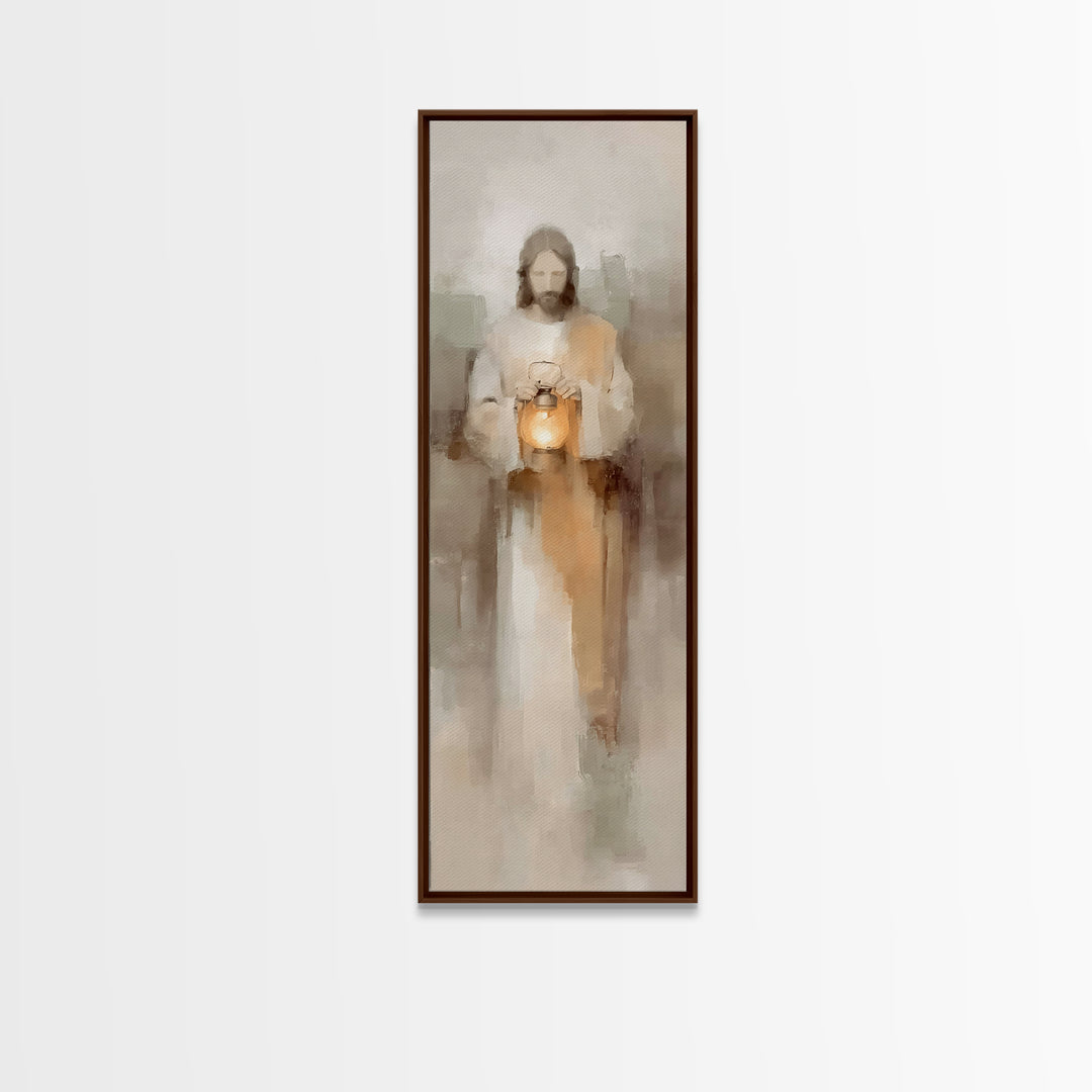 Stillness Of Light – Framed Canvas Print – Christian Art Canvas – Jesus Painting – Christian Wall Art – Skinny Art – Narrow Art – Modern Ch