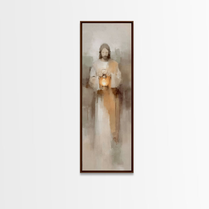Stillness Of Light – Framed Canvas Print – Christian Art Canvas – Jesus Painting – Christian Wall Art – Skinny Art – Narrow Art – Modern Ch