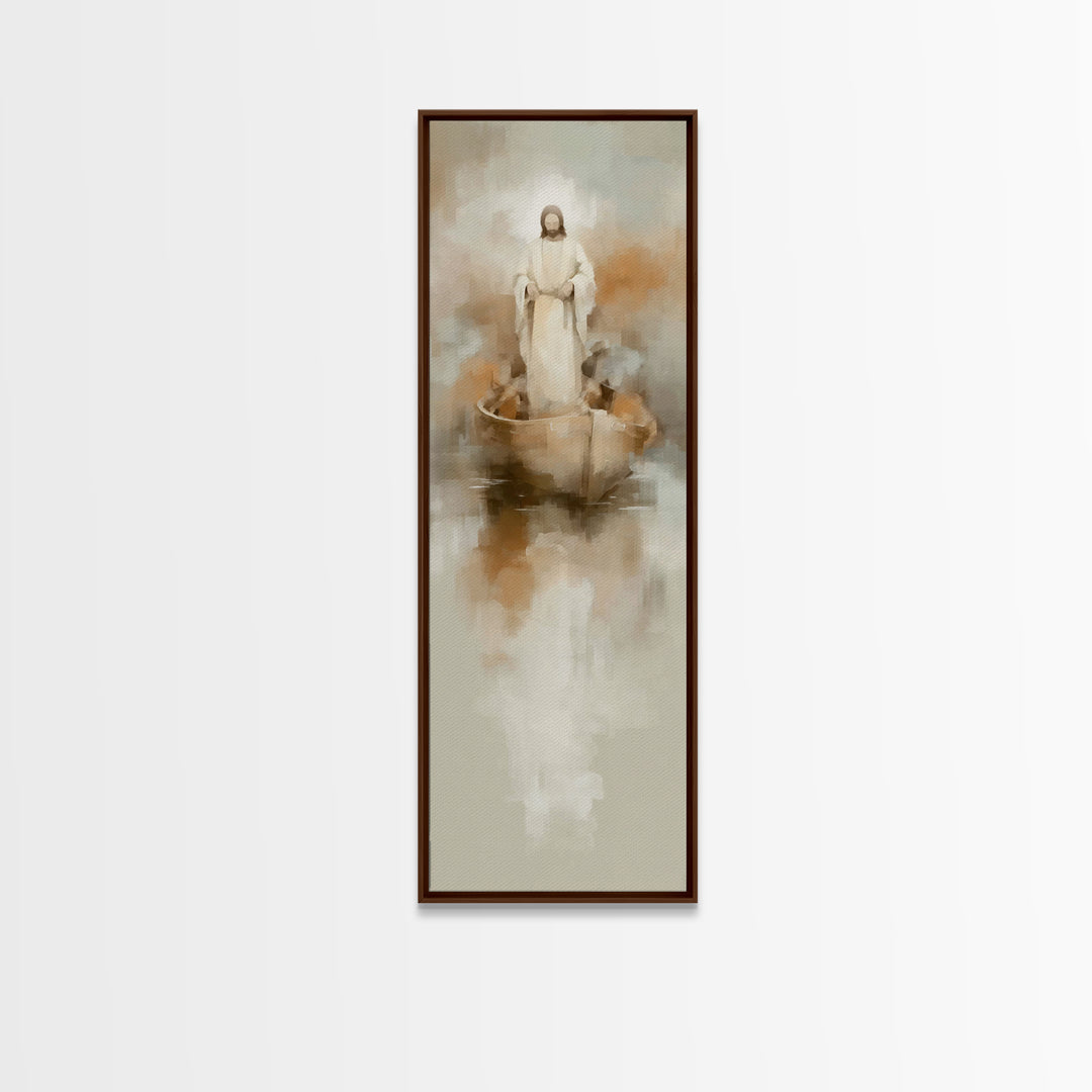 Harbor Of Peace – Framed Canvas Print – Tall Skinny Art Print – Christian Wall Art – Jesus Painting – Christian Art Canvas – Christmas Art