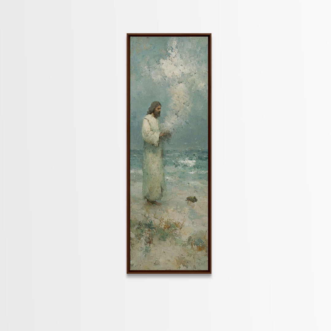 Waves Of Mercy | Framed Canvas Print | Tall Skinny Art Print | Christian Painting | Jesus Art Print | Christian Art Canvas | Christmas Wall