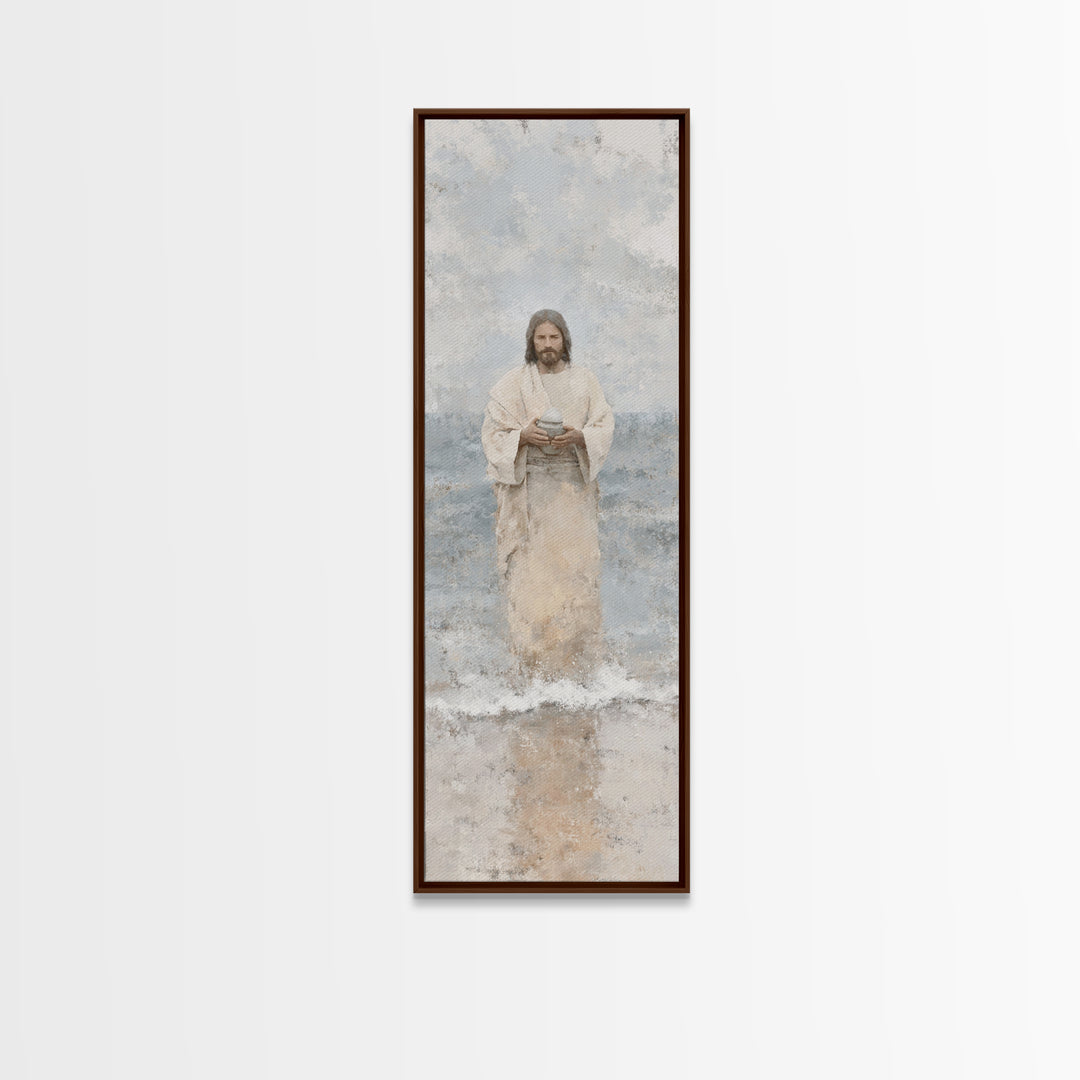 Heavenly Tide Path – Framed Canvas Print – Tall Narrow Wall Art – Christian Art Print – Jesus Painting – Christian Art Canvas – Christmas A