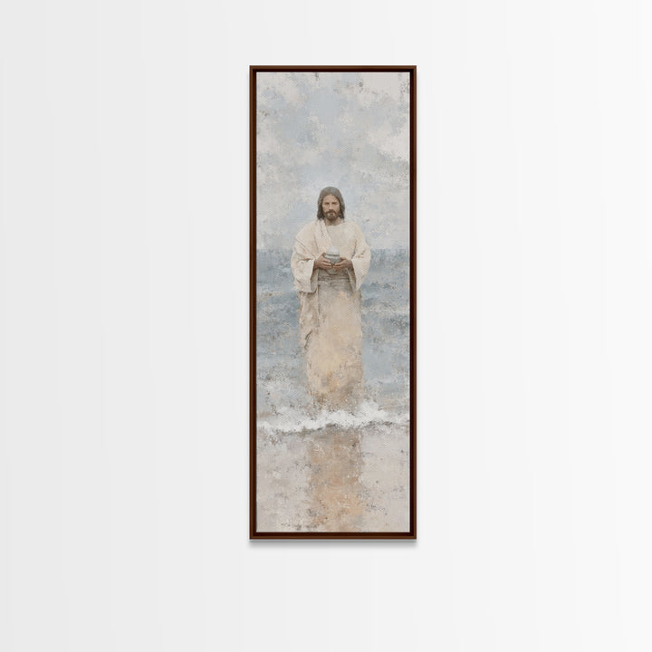 Heavenly Tide Path – Framed Canvas Print – Tall Narrow Wall Art – Christian Art Print – Jesus Painting – Christian Art Canvas – Christmas A
