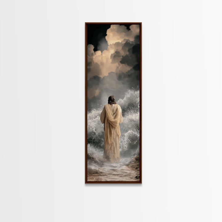 Eternal Sea Quiet | Framed Canvas Print | Skinny Art | Christian Wall Art | Jesus Painting | Christian Art Work | Christmas Art