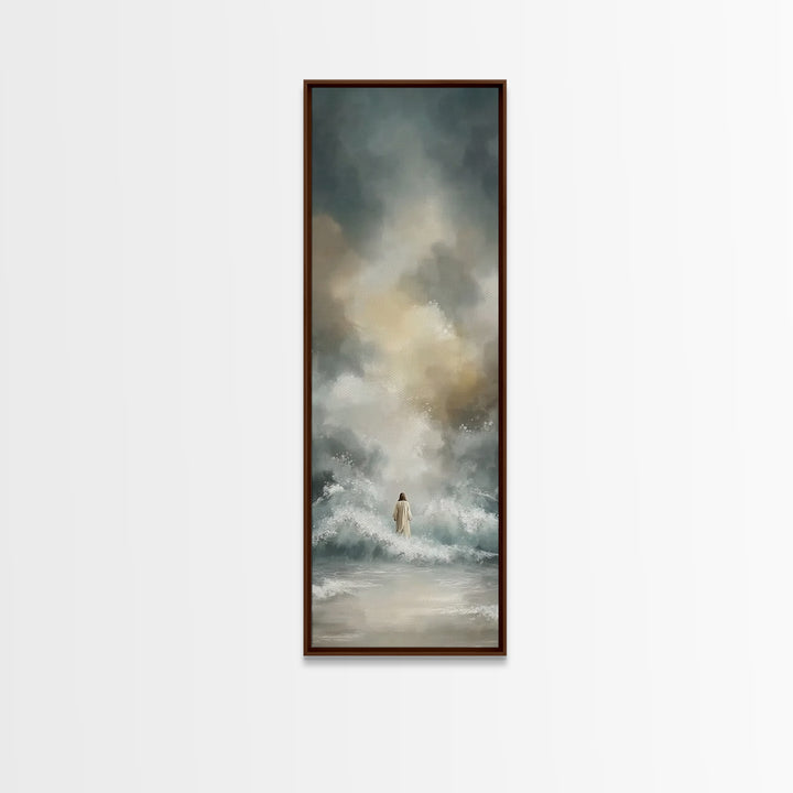 Cliffside Hope Rise – Framed Canvas Print – Tall Skinny Art Print – Christian Painting – Christian Art Canvas – Jesus Painting – Christmas