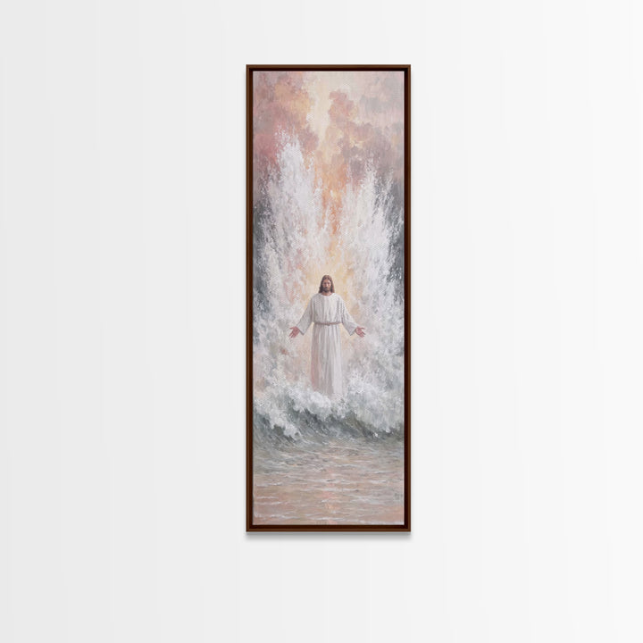 Heavenly Ascent | Framed Canvas Print | Tall Narrow Wall Art | Christian Wall Art | Jesus Painting | Christian Art Canvas | Christmas Art