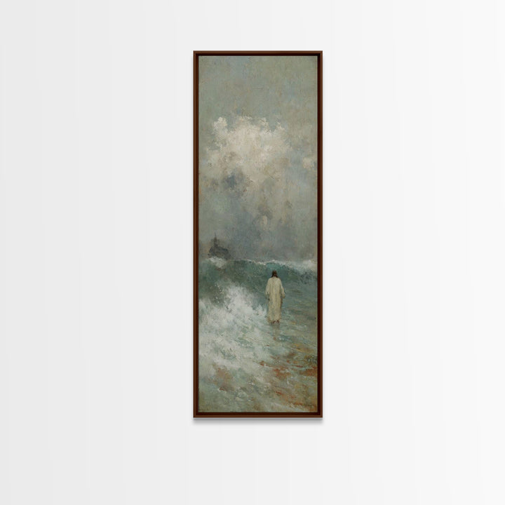 Stormless Grace, Framed Canvas Print, Tall Skinny Art Print, Christian Wall Art, Jesus Painting, Christian Canvas, Christmas Art