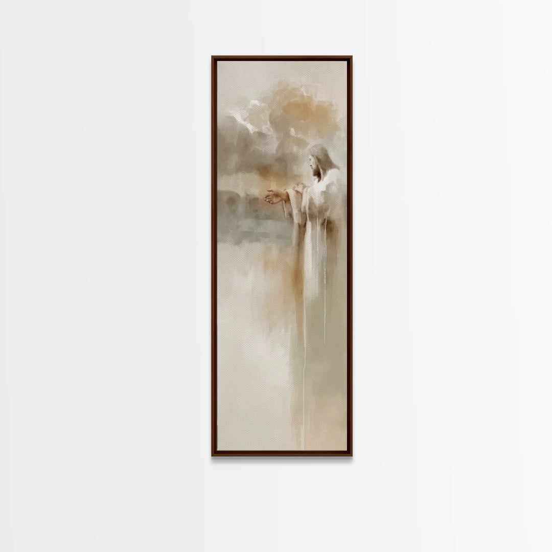 Clouds of Mercy – Framed Canvas Print – Tall Narrow Wall Art – Christian Art Work – Jesus Painting – Christian Gift – Christmas Art
