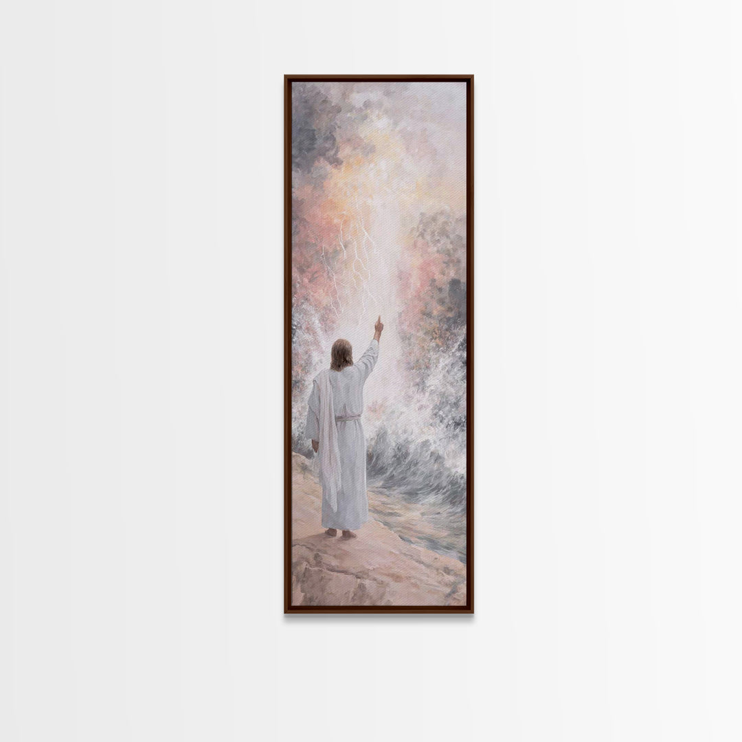 Light of Promise, Framed Canvas Print, Narrow Art, Christian Art Canvas, Jesus Painting, Christian Gift Ideas, Christmas Decor