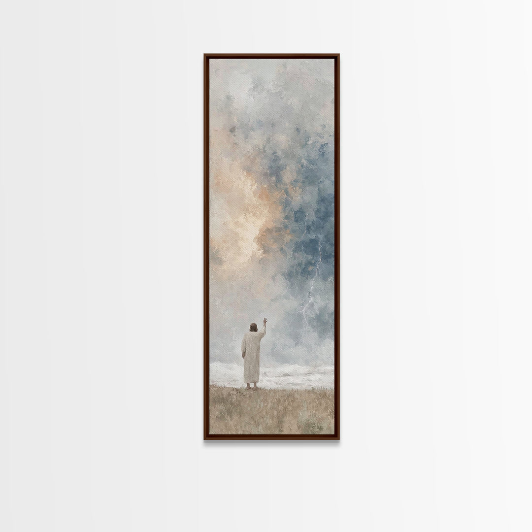 Thunder Glory | Framed Canvas Print | Tall Skinny Art Print | Christian Wall Art | Jesus Painting | Christian Christmas Art | Christian Dec