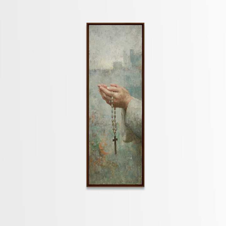 Hands Of Devotion – Framed Canvas Print – Christian Art Canvas – Christian Wall Art – Narrow Art – Christian Art – Christian Decoration – C