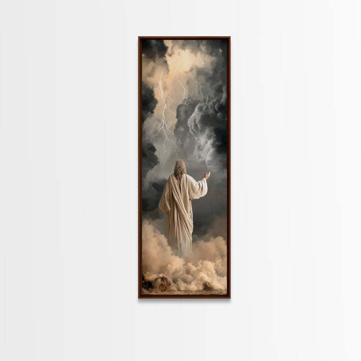 Storms Of Covenant – Framed Canvas Print – Christian Wall Art – Jesus Painting – Narrow Art – Christian Art Canvas – Christian Decor