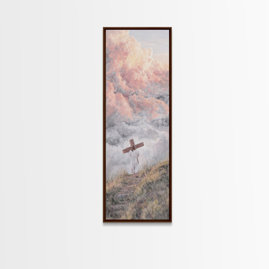 Gentle Embrace – Framed Canvas Print – Christian Wall Art – Jesus Painting Canvas – Skinny Art – Christian Art Print – Christian Christmas