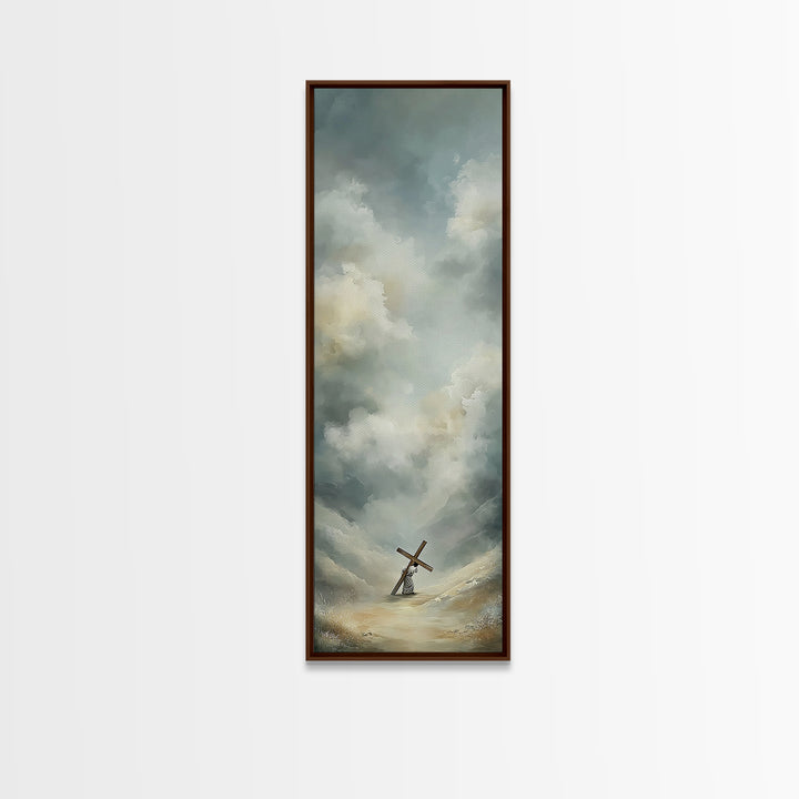 Comforting Light, Framed Canvas Print, Christian Wall Art, Modern Christian Art, Narrow Art, Jesus Painting Canvas, Christian Decorations