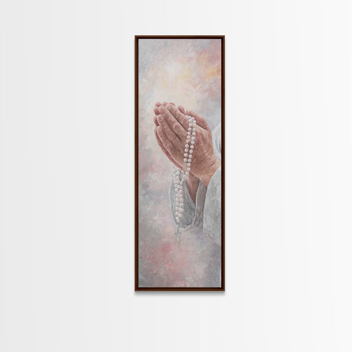 Prayerful Light – Framed Canvas Print – Christian Art – Christian Art Canvas – Skinny Art – Christian Wall Art – Christian Gift Ideas – Chr
