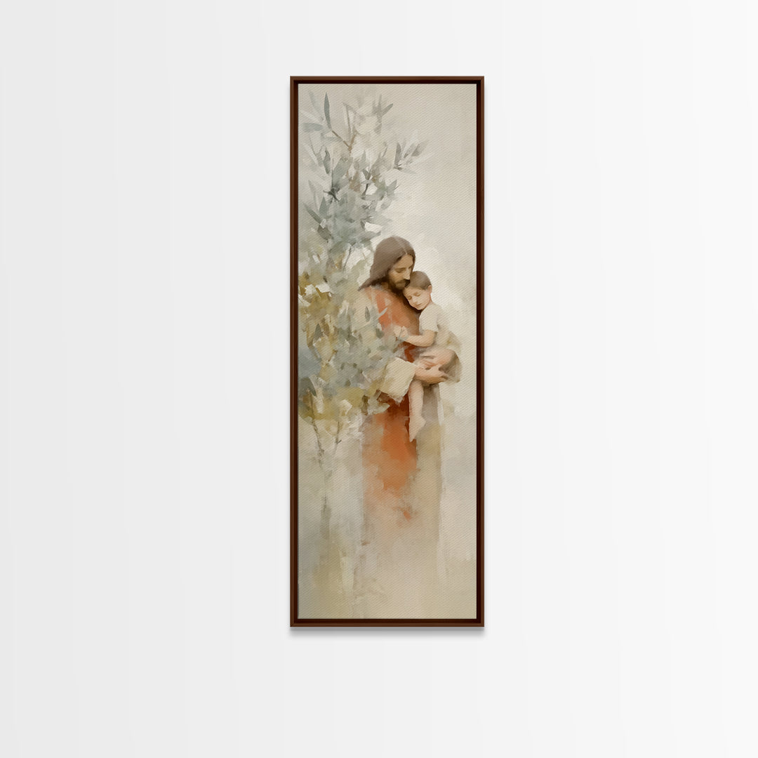 Olive Tree Promise | Framed Canvas Print | Christian Art Canvas | Jesus Painting | Modern Christian Art | Skinny Art | Christian Wall Art |