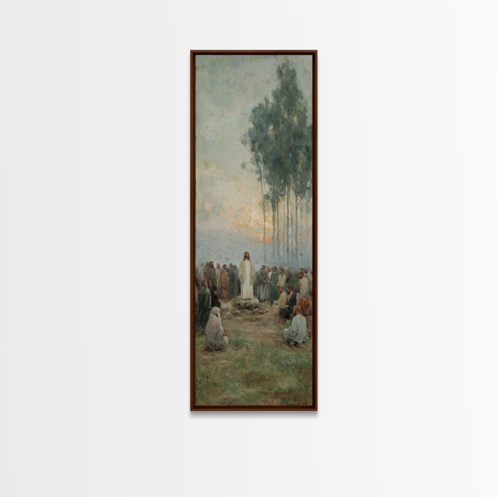 Shoreline Grace | Framed Canvas Print | Christian Art Print | Jesus Painting | Christian Wall Art | Tall Narrow Wall Art | Christian Christ