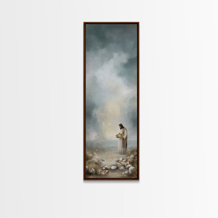 Bread Of Hope | Framed Canvas Print | Christian Wall Art | Jesus Painting | Christian Art Canvas | Modern Christian Art | Narrow Art | Chri