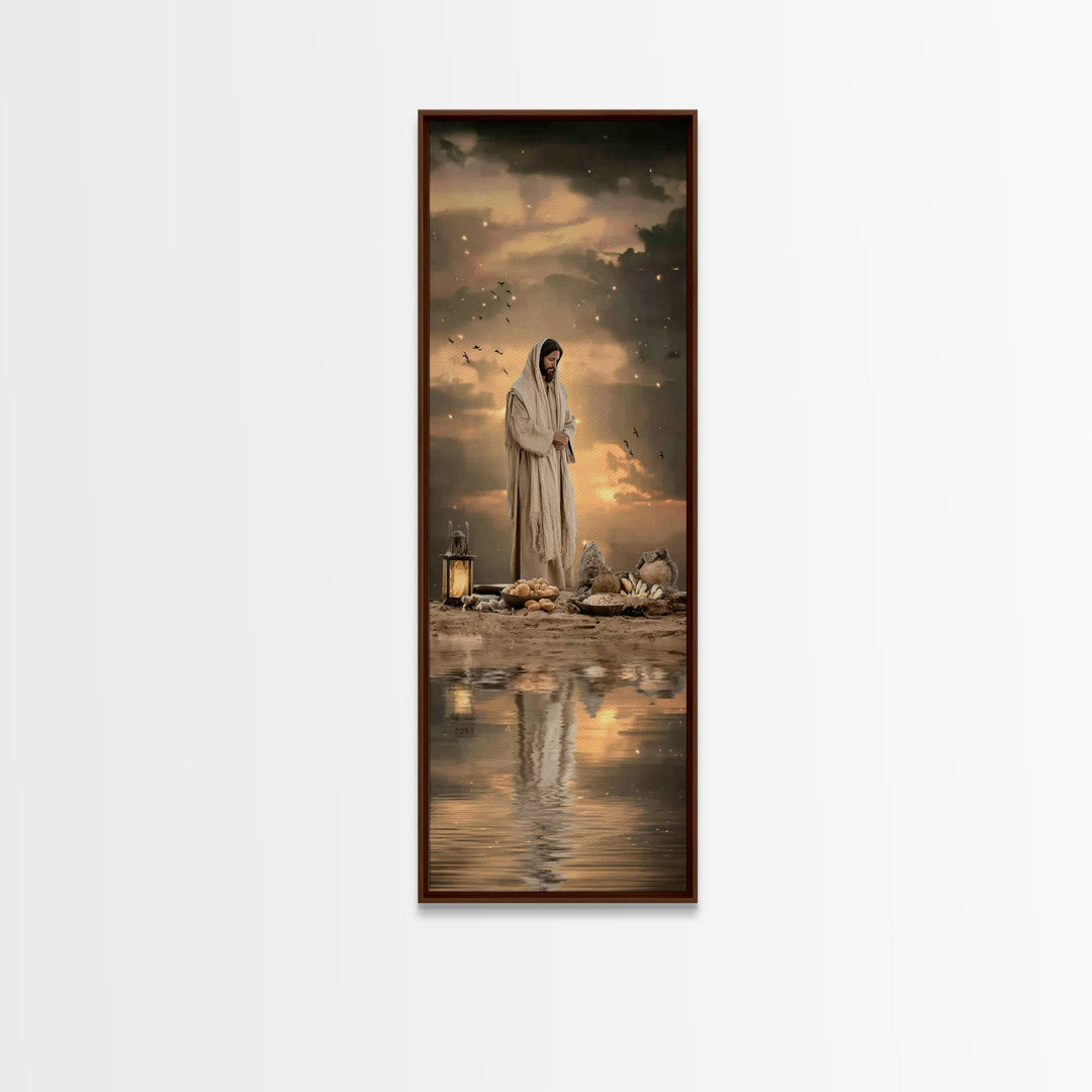 Blessed Provision | Framed Canvas Print | Christian Art Canvas | Jesus Painting | Christian Wall Art | Narrow Art | Modern Christian Art |
