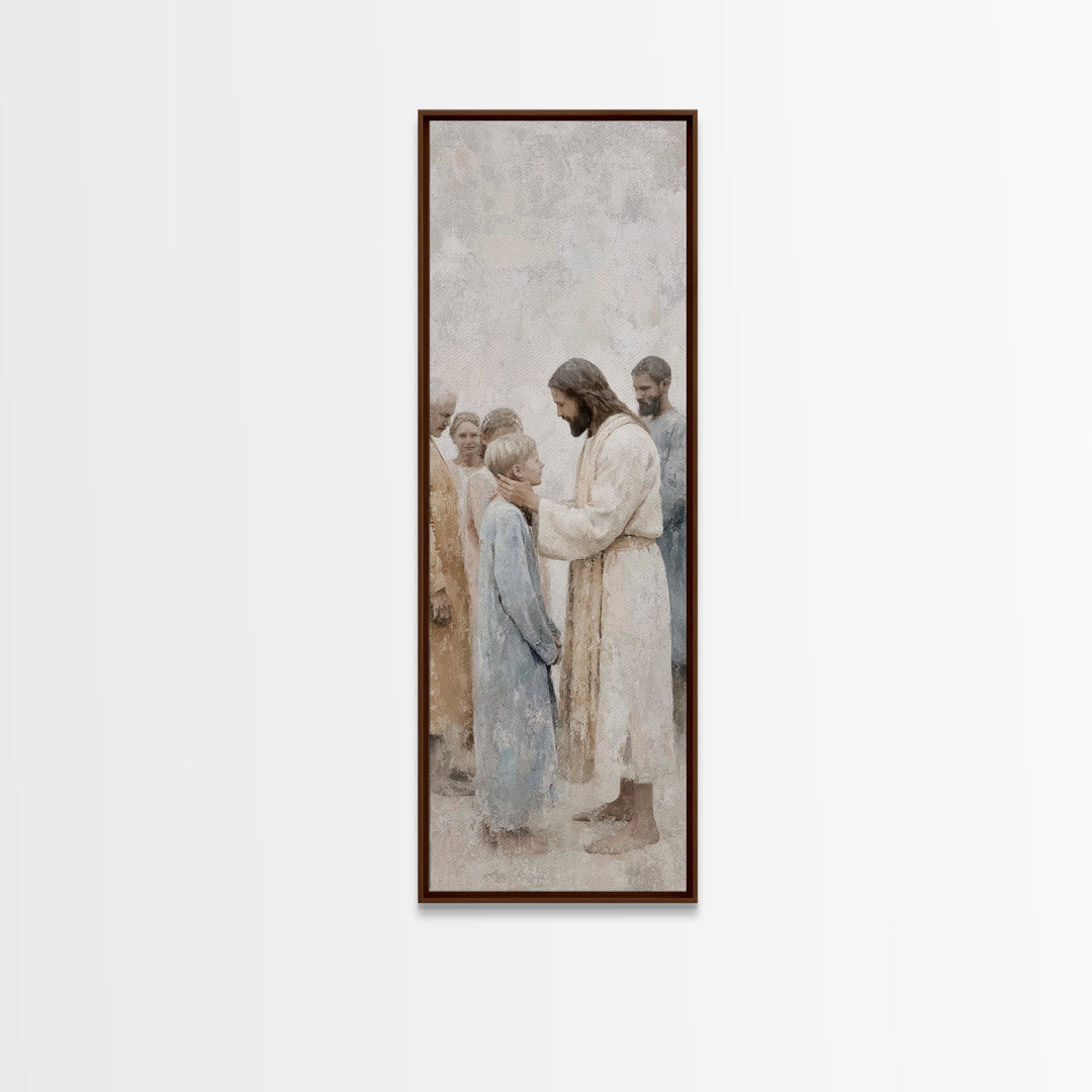Grace Upon Children – Framed Canvas Print – Christian Wall Art – Jesus Painting – Christian Art Canvas – Large Christian Art – Christian Gi