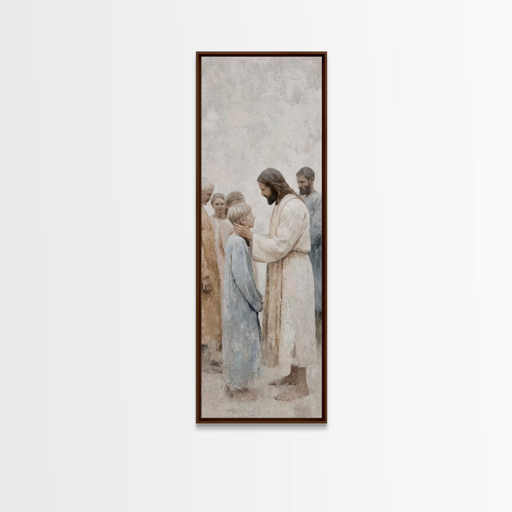 Grace Upon Children – Framed Canvas Print – Christian Wall Art – Jesus Painting – Christian Art Canvas – Large Christian Art – Christian Gi