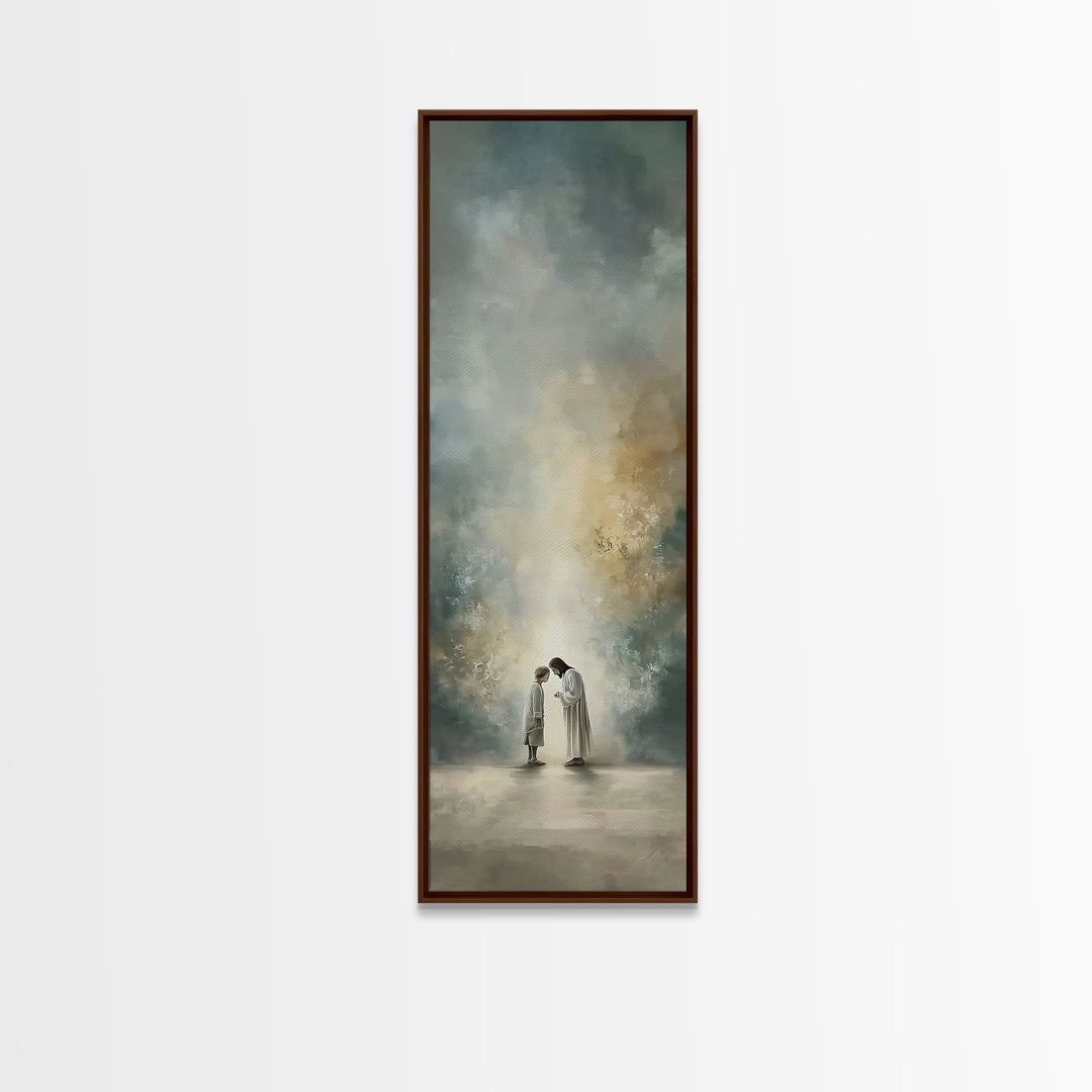 Sacred Morning Peace – Framed Canvas Print – Christian Art Canvas – Jesus Painting – Christian Wall Art – Minimalist Christian Art – Christ