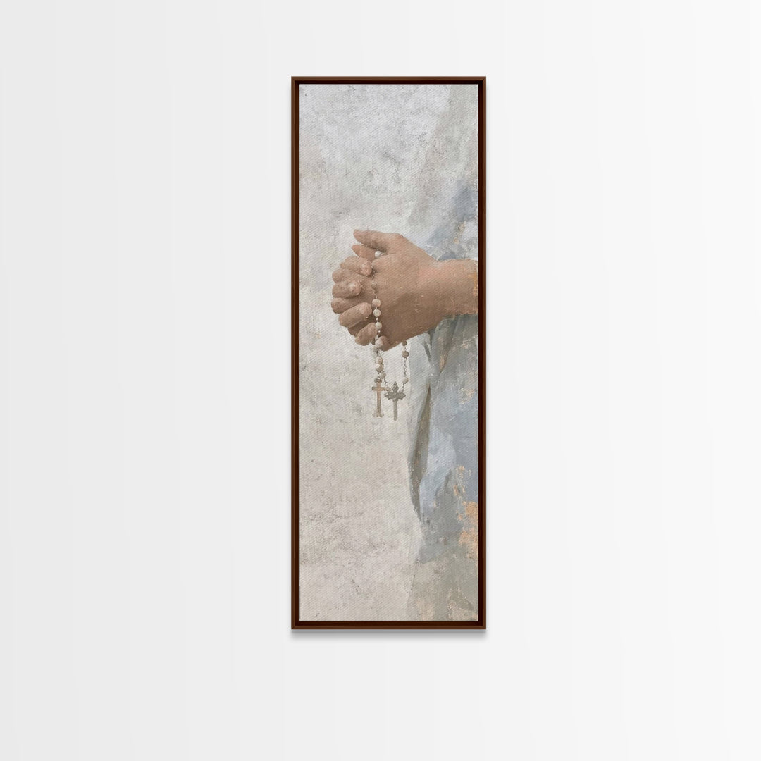 Sacred Rosary Hope – Framed Canvas Print – Christian Art Canvas – Christian Art – Christian Wall Art – Tall Skinny Art Print – Christian Ch