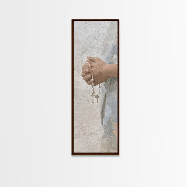 Sacred Rosary Hope – Framed Canvas Print – Christian Art Canvas – Christian Art – Christian Wall Art – Tall Skinny Art Print – Christian Ch
