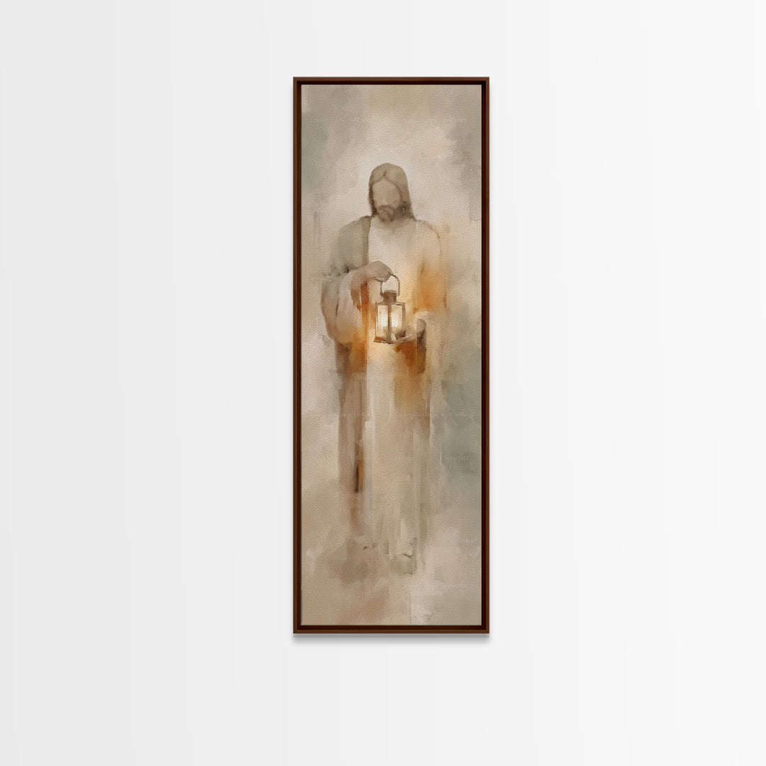 Lantern Of Hope – Framed Canvas Print – Christian Wall Art – Jesus Painting – Christian Art Canvas – Tall Narrow Wall Art – Christmas Art