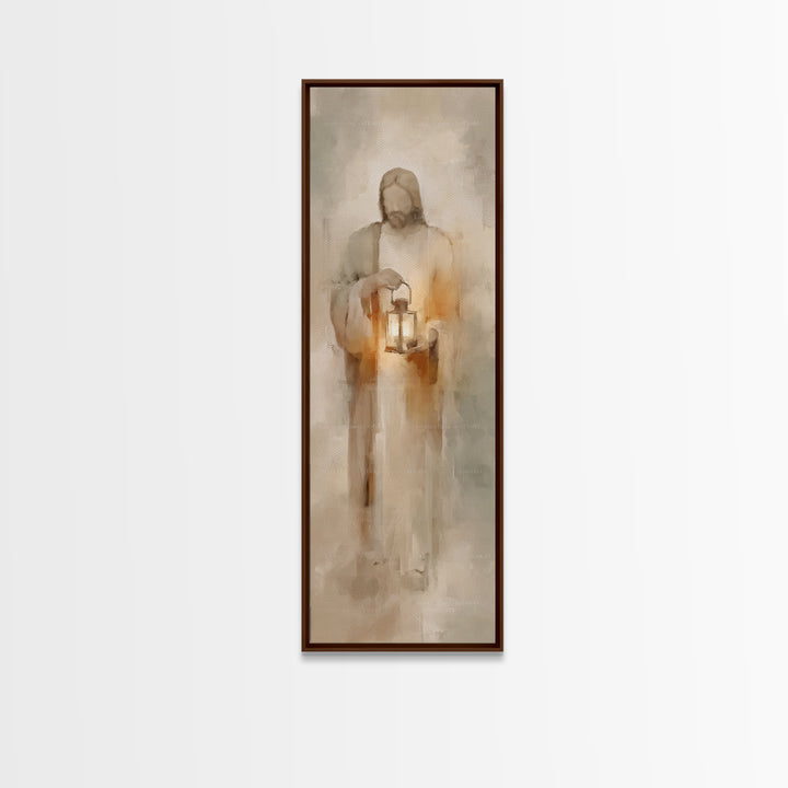 Lantern Of Hope – Framed Canvas Print – Christian Wall Art – Jesus Painting – Christian Art Canvas – Tall Narrow Wall Art – Christmas Art
