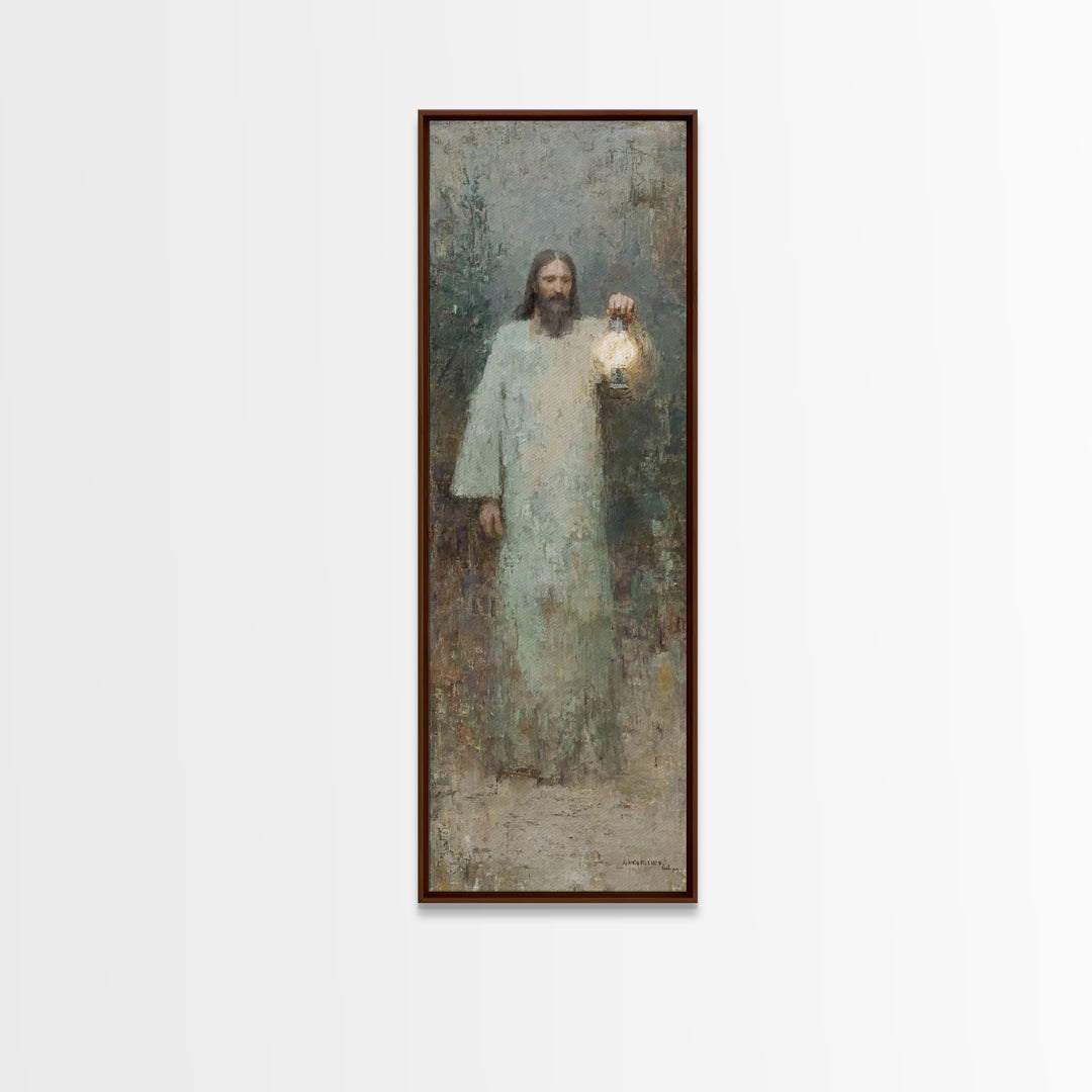 Gentle Shepherd – Framed Canvas Print – Christian Art Print – Jesus Painting – Christian Wall Art – Skinny Art – Christmas Wall Art