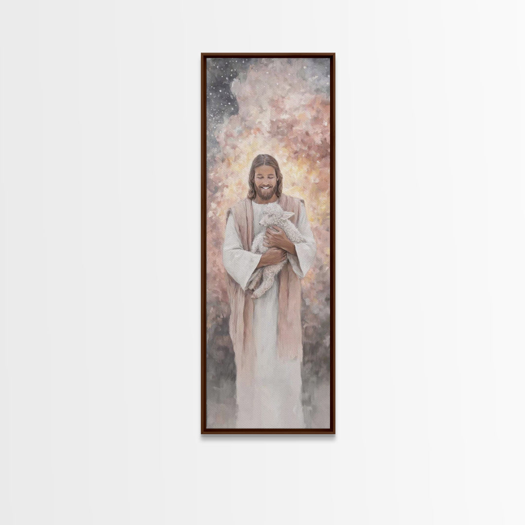 Everlasting Comfort – Framed Canvas Print – Jesus Painting – Christian Wall Art – Christian Art Print – Skinny Art – Christmas Art