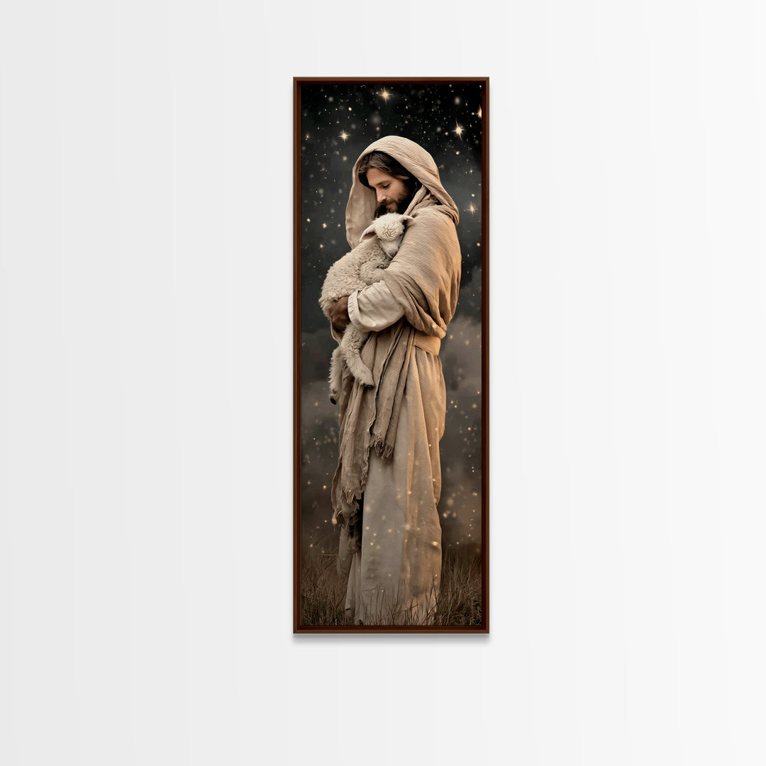 Divine Warmth – Framed Canvas Print – Christian Art Canvas – Jesus Painting – Christian Painting – Tall Skinny Art Print – Christian Christ