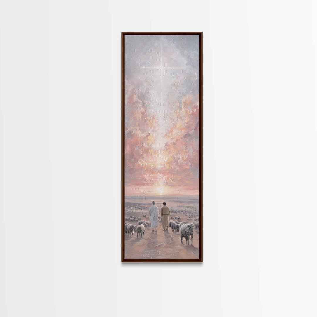 Dawn Of Promise – Framed Canvas Print – Christian Wall Art – Tall Skinny Art Print – Christian Art Canvas – Christmas Art