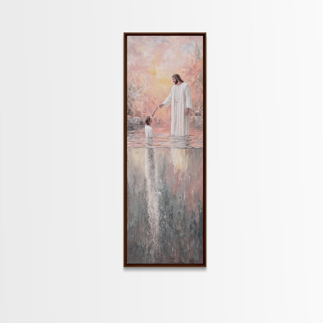 Deep Calling Light – Framed Canvas Print – Christian Art Print – Jesus Painting – Narrow Art – Modern Christian Art
