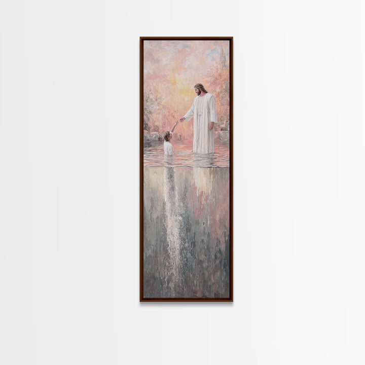 Deep Calling Light – Framed Canvas Print – Christian Art Print – Jesus Painting – Narrow Art – Modern Christian Art