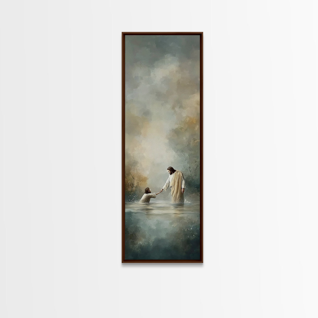 Garden Of Prayer – Framed Canvas Print – Christian Wall Art – Christian Art Canvas – Tall Skinny Art Print – Jesus Painting