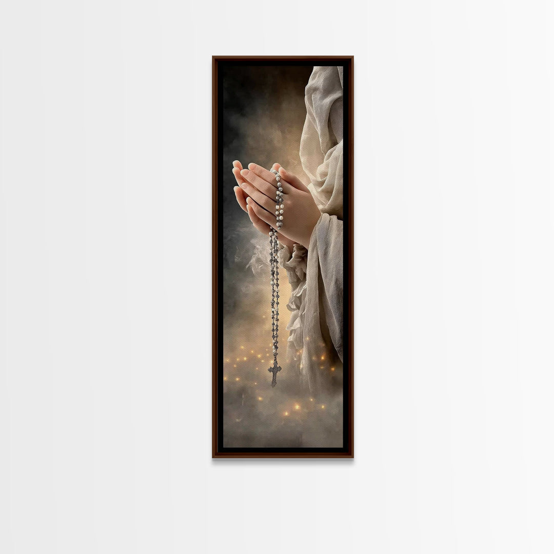 Prayers Of Light - Framed Canvas Print - Christian Wall Art - Christian Art Canvas - Jesus Painting - Christian Christmas Art - Tall Narrow