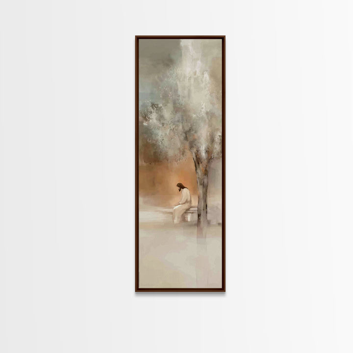 Solitude Of Grace – Framed Canvas Print – Christian Wall Art – Tall Skinny Art Print – Christian Art Canvas – Jesus Painting