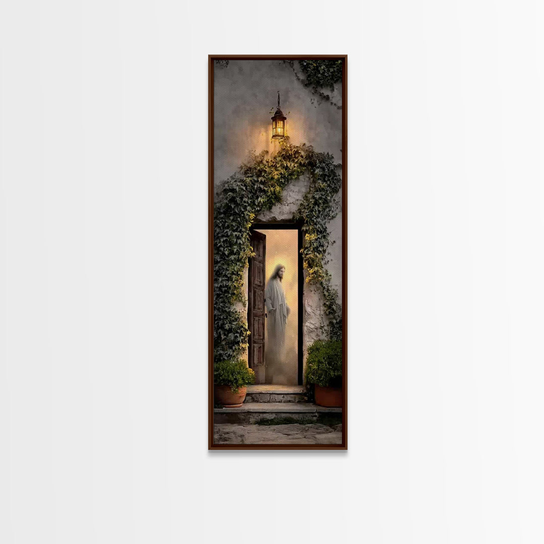 Autumn Gate Promise – Framed Canvas Print – Christian Wall Art – Jesus Painting – Tall Skinny Art Print – Christian Art Canvas