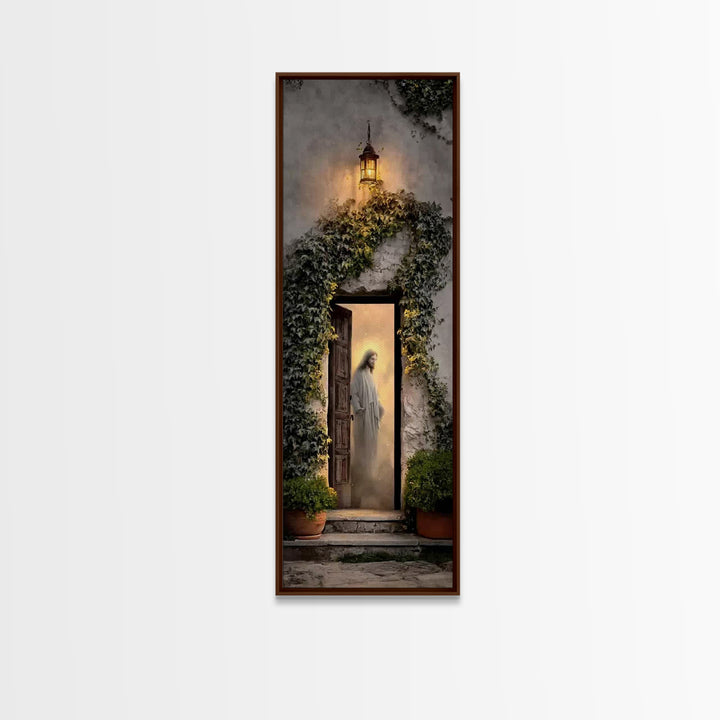 Autumn Gate Promise – Framed Canvas Print – Christian Wall Art – Jesus Painting – Tall Skinny Art Print – Christian Art Canvas