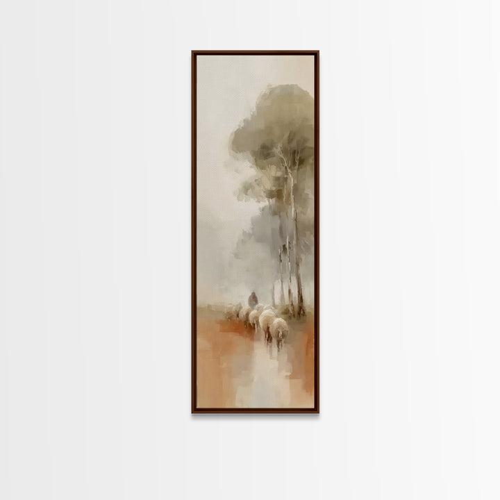 Soft Horizon Flock – Framed Canvas Print – Tall Narrow Wall Art – Christian Art Canvas – Jesus Painting – Christmas Wall Art