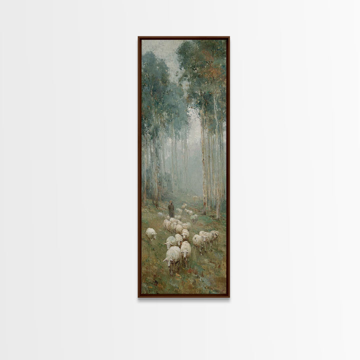 Shepherds In Mist – Framed Canvas Print – Christian Wall Art – Jesus Painting – Tall Narrow Wall Art – Christian Art Canvas – Christmas Art