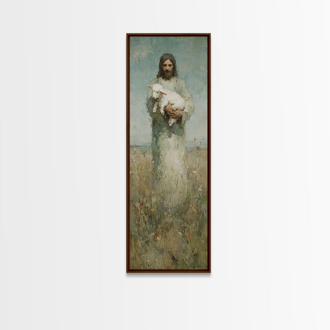 Lamb Of Peace – Framed Canvas Print – Christian Art Canvas – Christian Wall Art – Skinny Art – Jesus Painting – Christian Christmas Art
