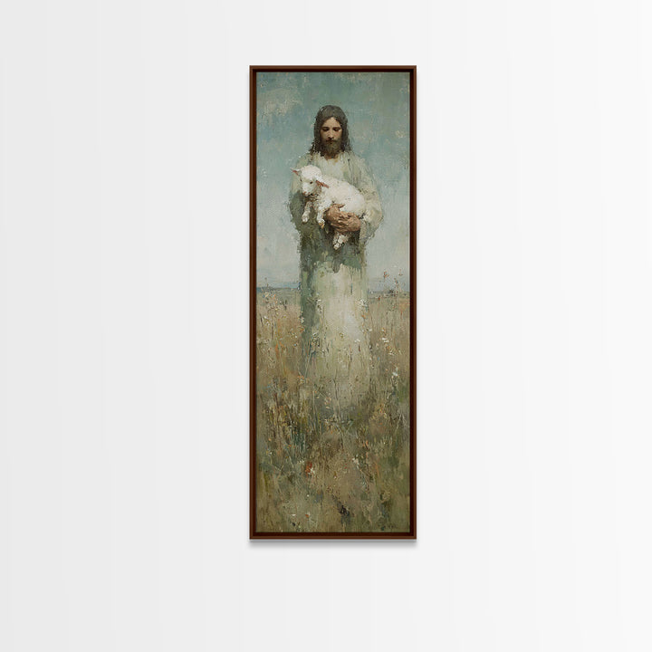 Lamb Of Peace – Framed Canvas Print – Christian Art Canvas – Christian Wall Art – Skinny Art – Jesus Painting – Christian Christmas Art