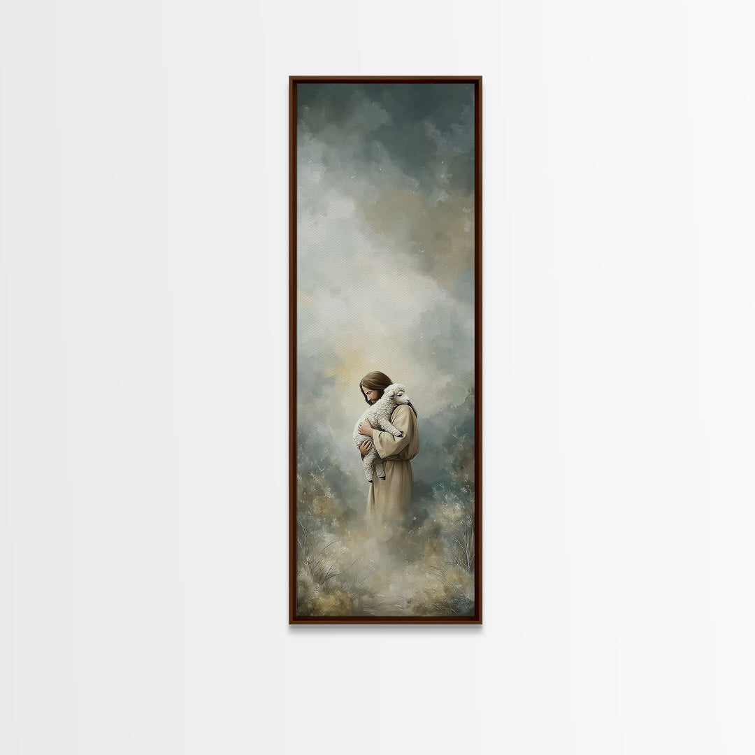 Quiet Meadow Savior – Framed Canvas Print – Christian Wall Art – Christian Art Canvas – Tall Narrow Wall Art – Jesus Painting – Christmas A