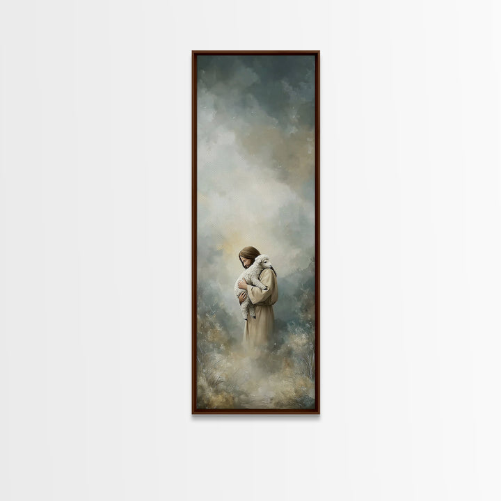 Quiet Meadow Savior – Framed Canvas Print – Christian Wall Art – Christian Art Canvas – Tall Narrow Wall Art – Jesus Painting – Christmas A