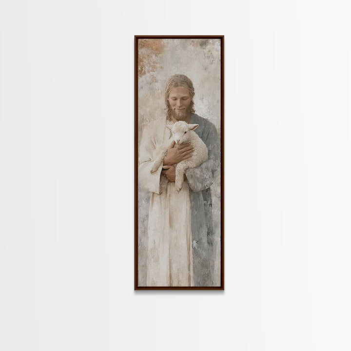 Solace In Stillness – Framed Canvas Print – Jesus Painting – Christian Art Canvas – Narrow Art – Christian Wall Art – Christmas Art