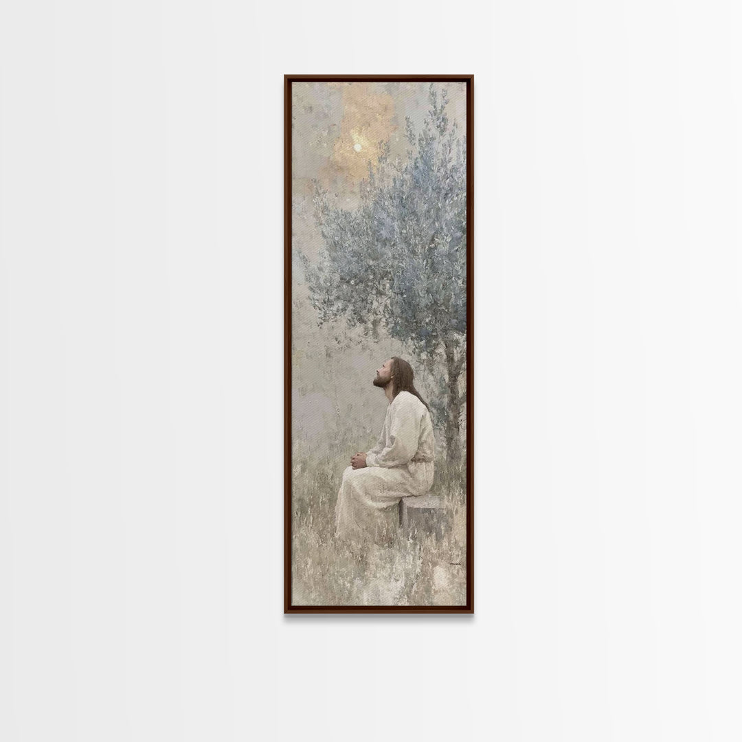 Heavenward Prayer – Framed Canvas Print – Christian Wall Art – Christian Art Canvas – Jesus Painting – Tall Narrow Wall Art – Christian Art