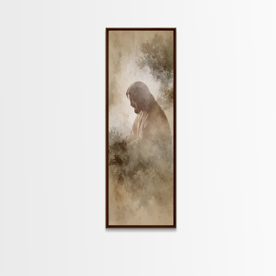Sacred Stillness – Framed Canvas Print – Christian Art – Jesus Painting – Skinny Art – Christian Wall Art – Modern Christian Art